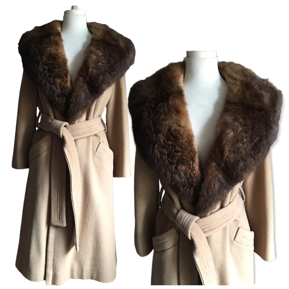 Vintage Fur Collar Wool Coat